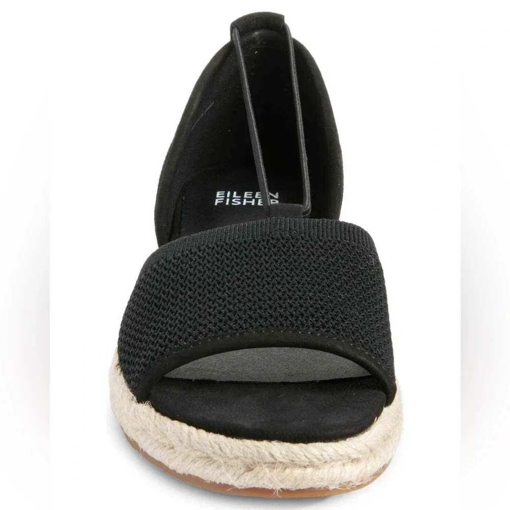 Eileen Fisher Black Mews Espadrille Sandals, New Without Box, Size 6 1/2